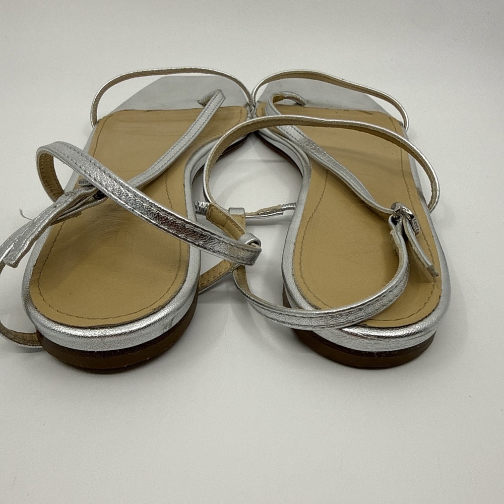 Aeyde Womens Silver Ella Slingback Thong Sandals Size 38/7.5 Leather Minimalist - Picture 5 of 9